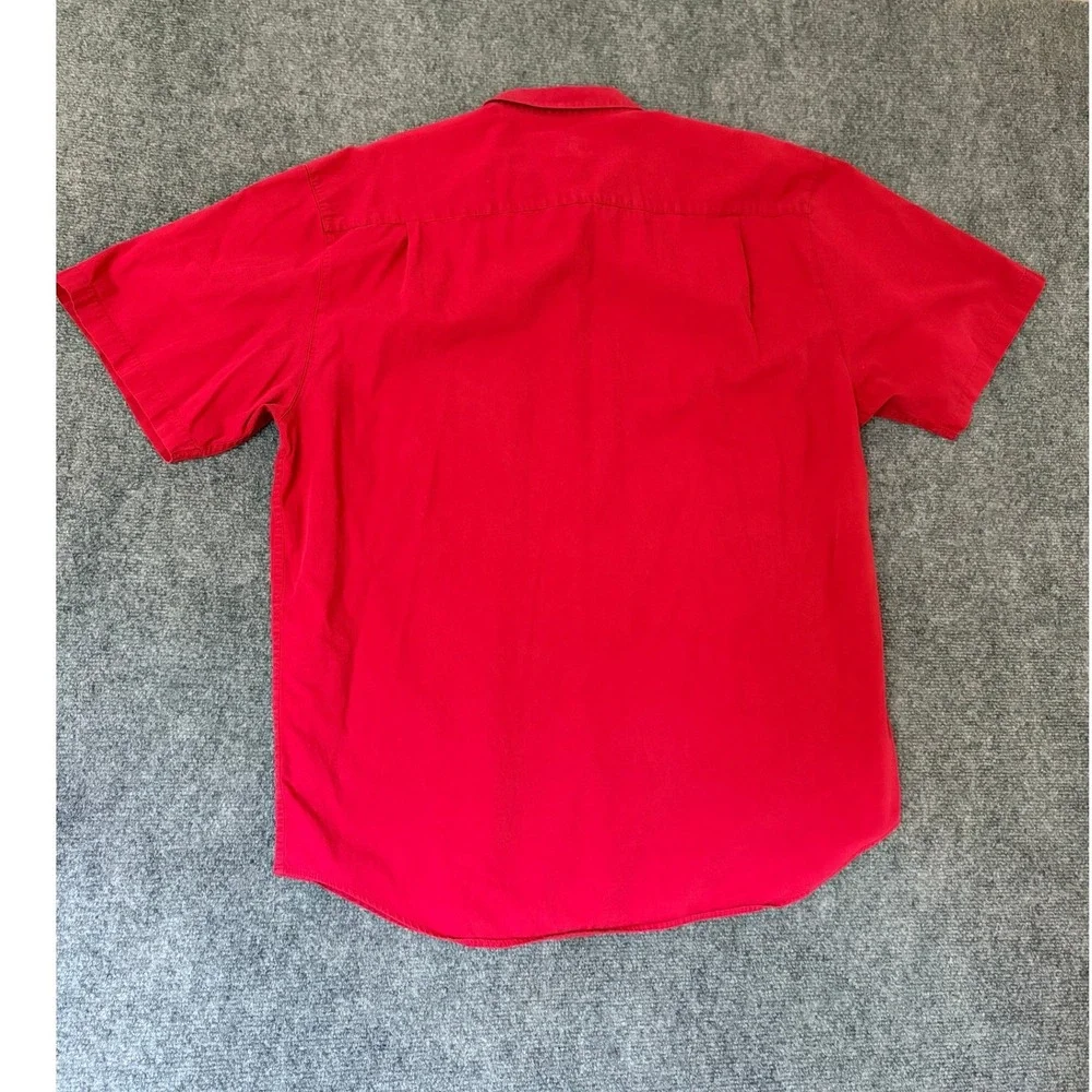 VTG Banana Republic Safari & Travel Mens Large Red  Short Sleeve Button Shirt